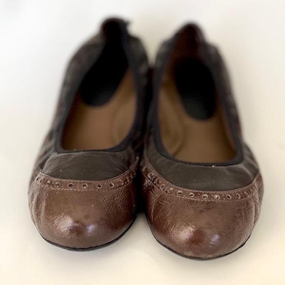 Marni Brown & Black Leather Ballet Flat Size 39/ US 8 - Picture 4 of 7